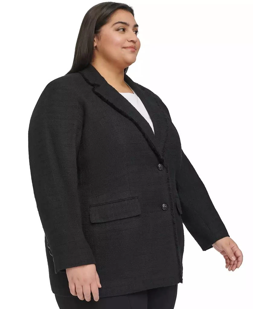 Karl Lagerfeld Paris Plus Size Fringe Trim Tweed Blazer, First@Macy’s 3