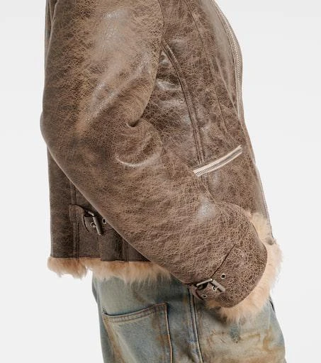 Acne Studios Shearling-trimmed leather jacket 5