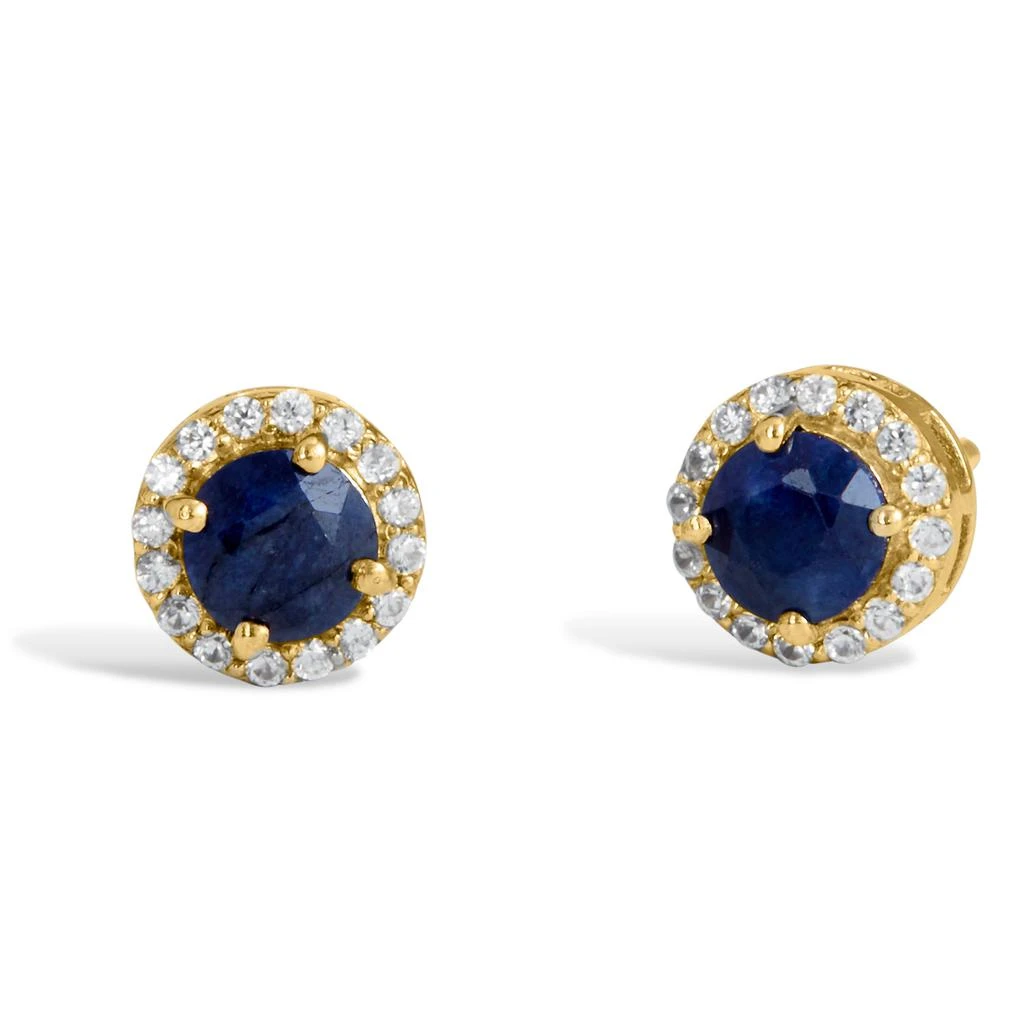 Savvy Cie Jewels Ss 925 1.78Gtw Natural Blue Sapphire 
White Zircon Stud Earrings