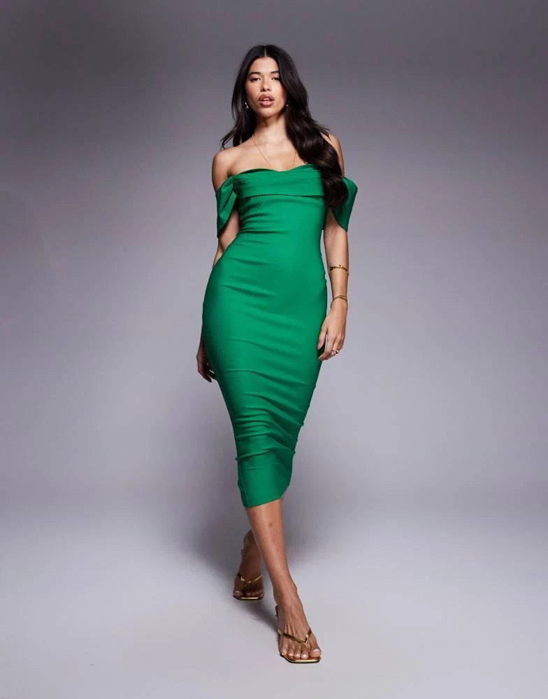 Vesper bengaline bardot off shoulder bodycon midaxi dress in emerald  On  Sale Now with Up to 17% Off | Discover Exclusive Deals & Savings at  BeyondStyle  Authentic Vesper Home|women with