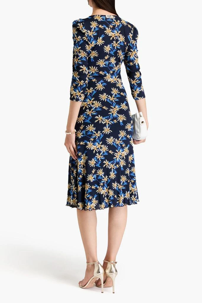 DIANE VON FURSTENBERG Ivan ruched printed stretch-mesh midi dress 3