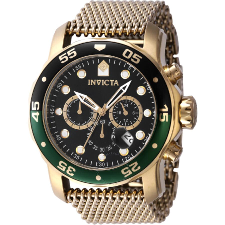 Invicta Pro Diver Chronograph GMT Quartz Black Dial Sprite Bezel Men's Watch 47632