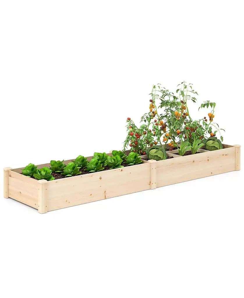 SUGIFT Wooden Raised Open-Ended Base Garden Bed with 2 Planter Box Dividers
