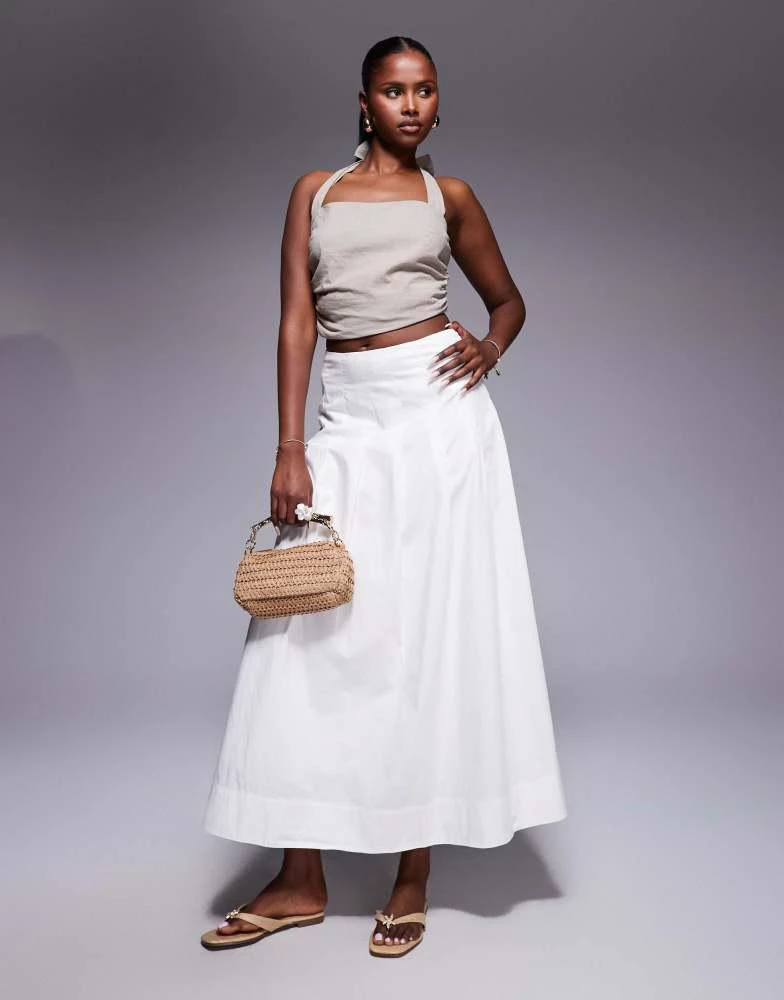 River Island River Island a line poplin midi skirt in white 1