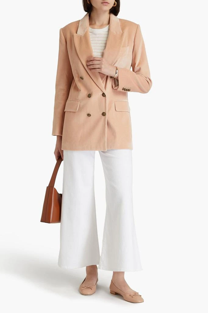 FRAME Double-breasted cotton-blend velvet blazer 2
