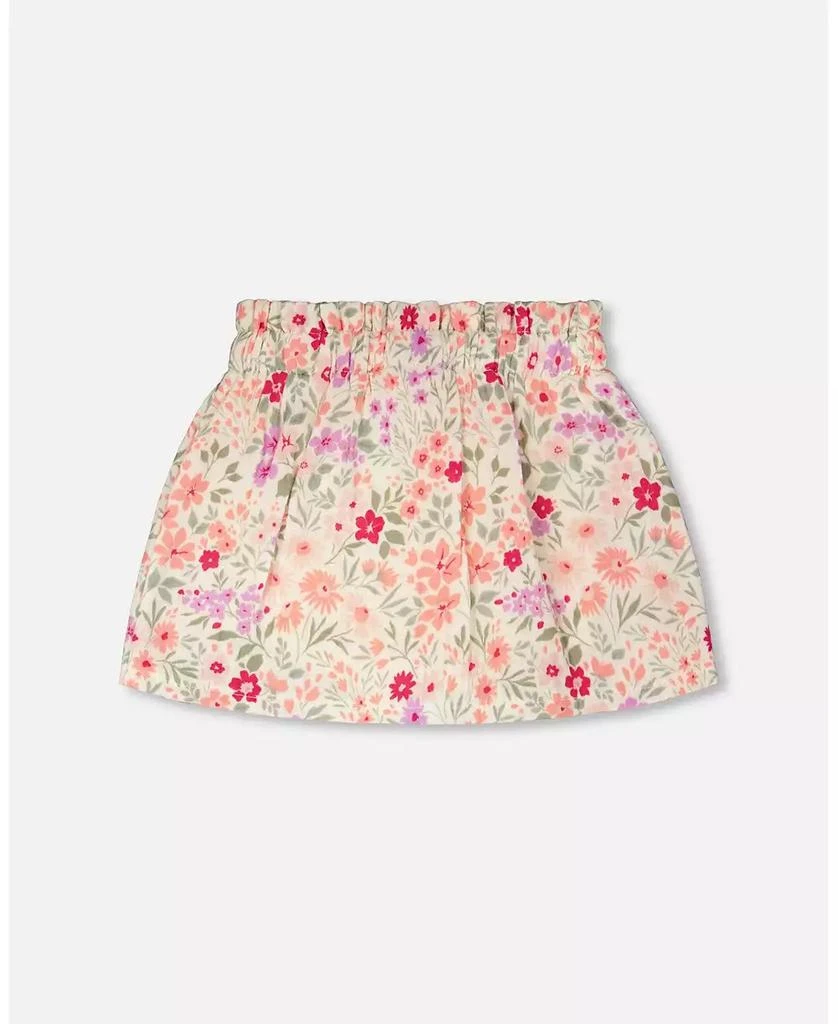 Deux par Deux Baby Girls Muslin Skort Off White Printed Flowers 3