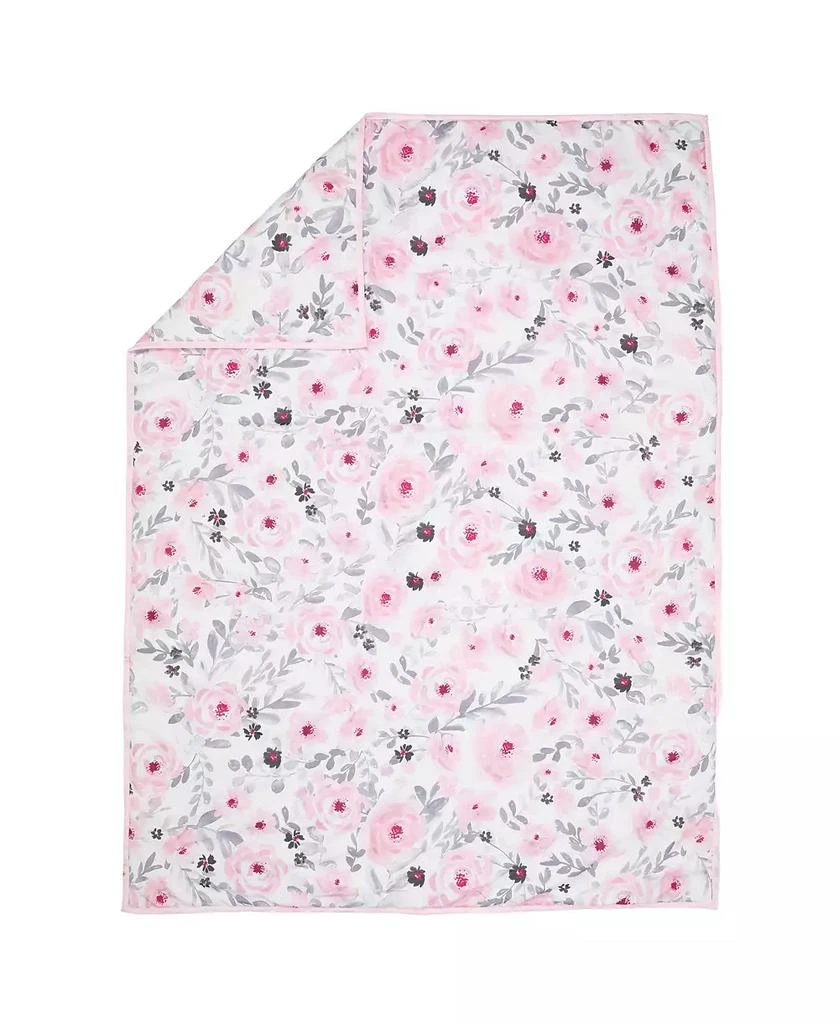 Bedtime Originals Toddler Blossom 4-Piece Pink/Gray Watercolor Floral Bedding Set 3