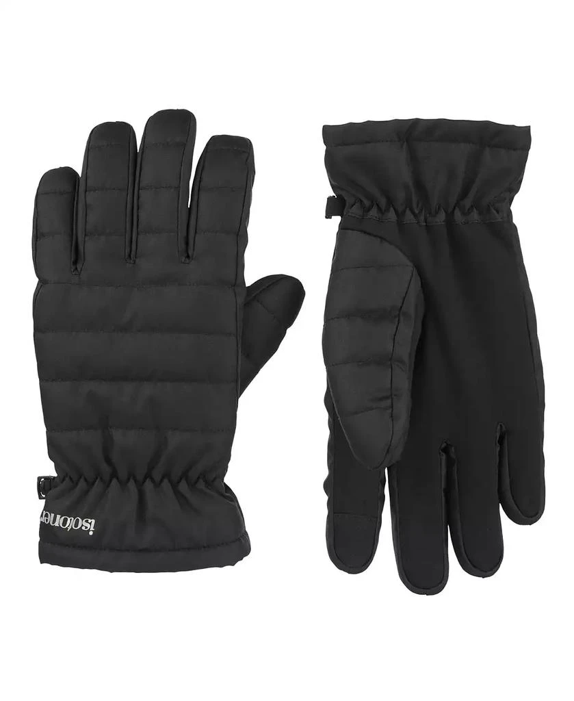 Isotoner Signature Men's Quilted Pongee Gathered Wrist Water Repellent and Touchscreen Gloves 4
