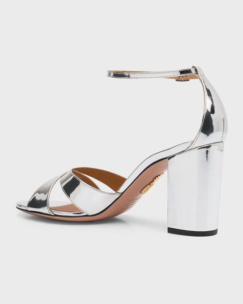 Aquazzura Divine Metallic Crisscross Ankle-Strap Sandals 4
