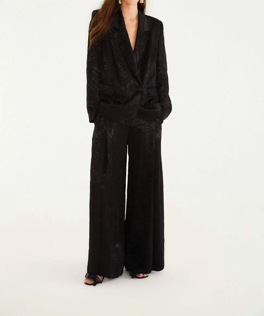 Farm Rio Leopard Jacquard Blazer In Black