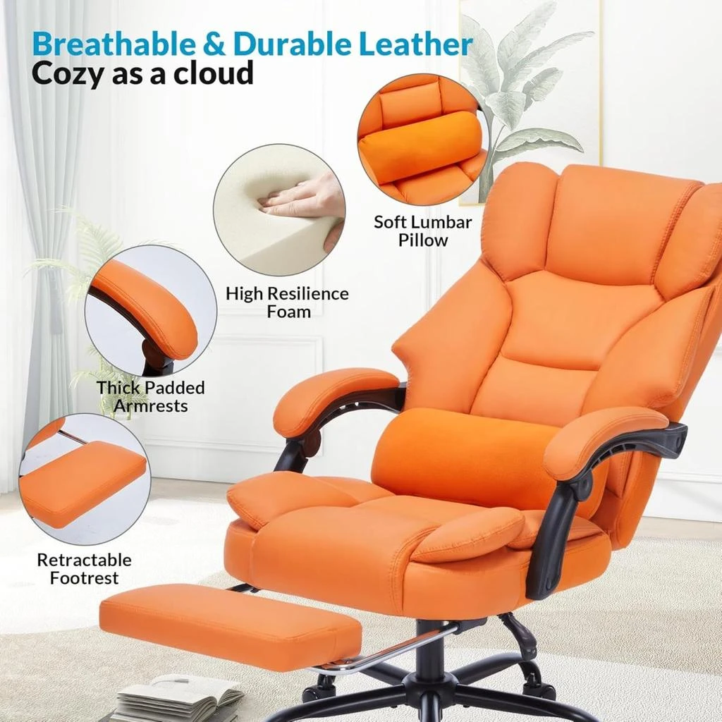Streamdale Furniture Streamdale Ergonomic Office Chair with Footrest and Lumbar Support 4