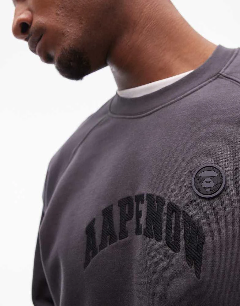 AAPE Aape By A Bathing Ape logo sweatshirt in washed grey 4