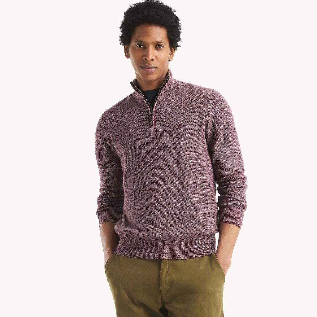 Nautica Mens Marled Quarter-Zip Sweater 4