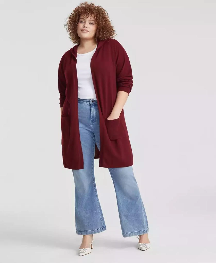 Charter Club Plus Size Hooded 100% Cashmere Cardigan, Created for Macy's 1