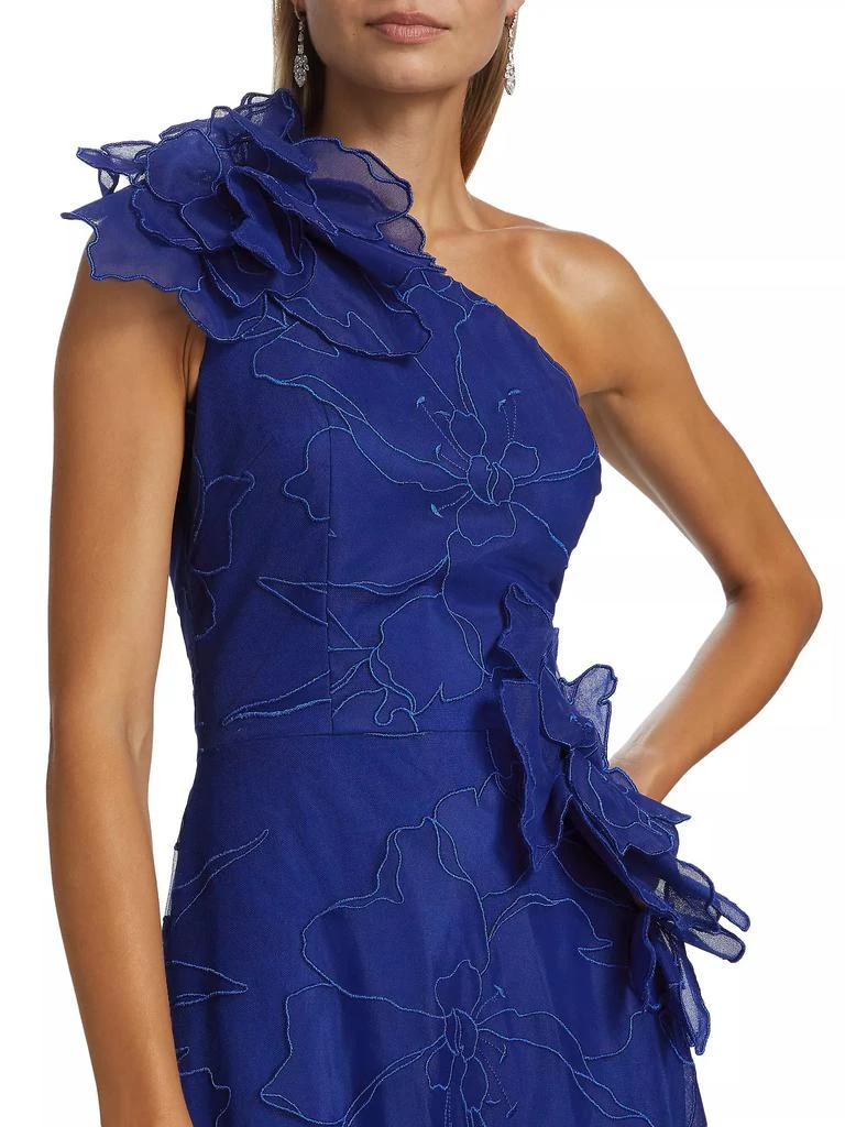 Teri Jon Floral Lace One-Shoulder Gown 6