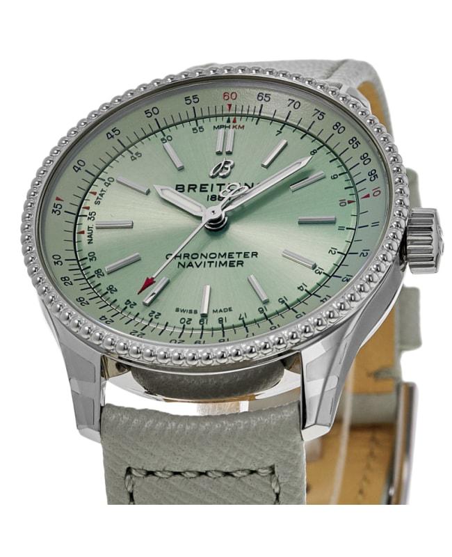 Breitling Breitling Navitimer Automatic 35 Green Dial Leather Strap Women's Watch A17395361L1P3