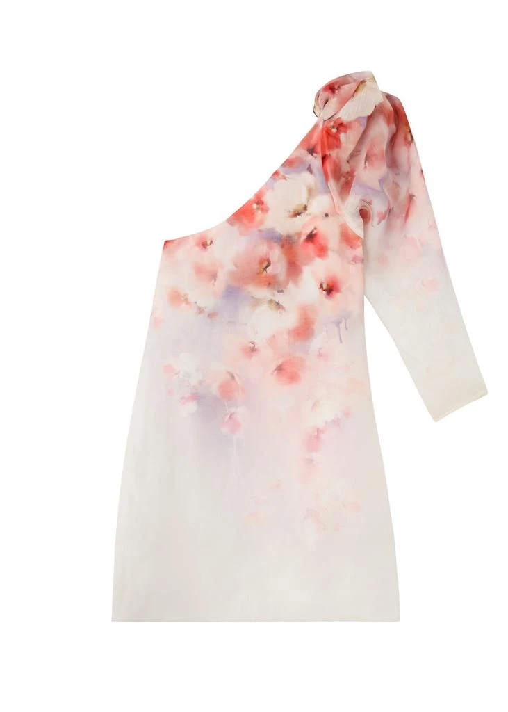 Zimmermann Crush floral-print one-shoulder linen-blend mini dress 1
