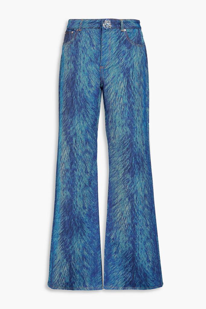 AREA Printed high-rise flared jeans