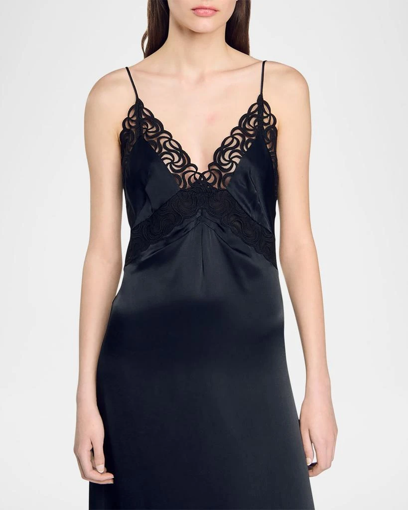Sandro Malvina Lace-Trim Maxi Slip Dress 2
