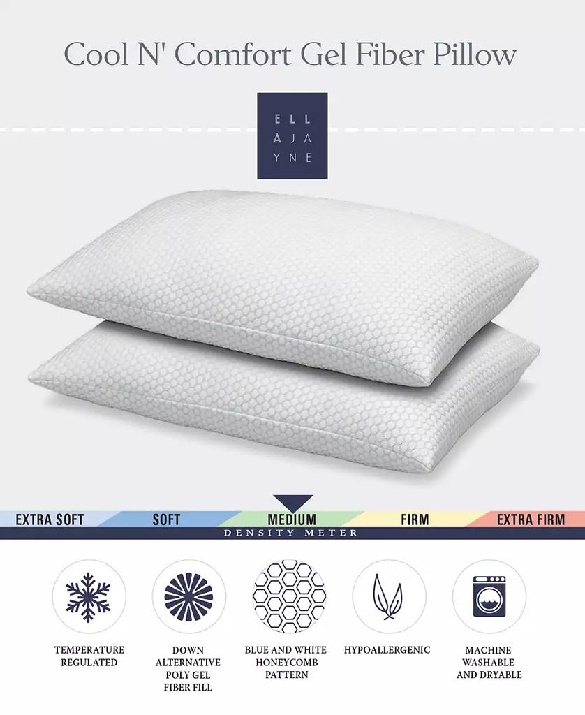Ella Jayne Cool N' Comfort Medium Density Gel Fiber CoolMax Technology 2-Pack Pillows, Standard