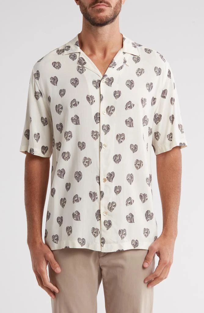 ALL SAINTS Snakeskin Heart Relaxed Fit Button-Up Camp Shirt 1