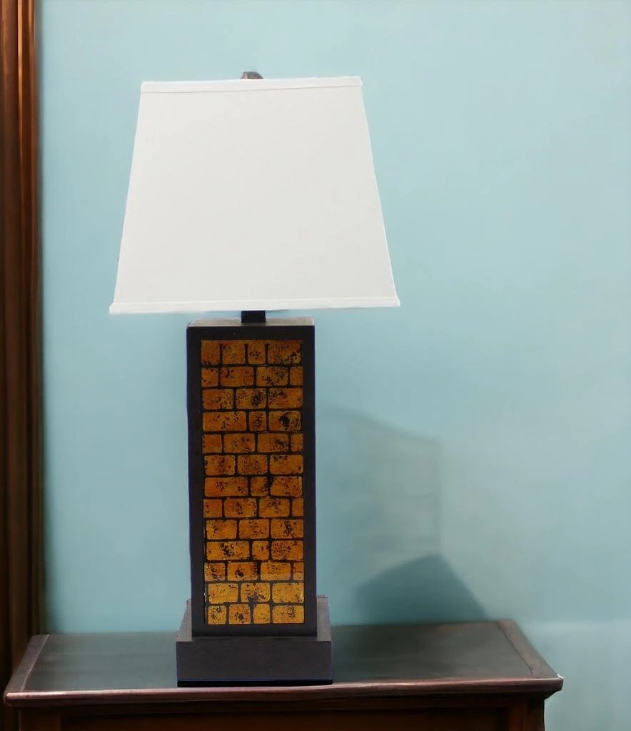 Hivvago 13 X 15 X 30.75 Black Metal With Yellow Brick Pattern - Table Lamp