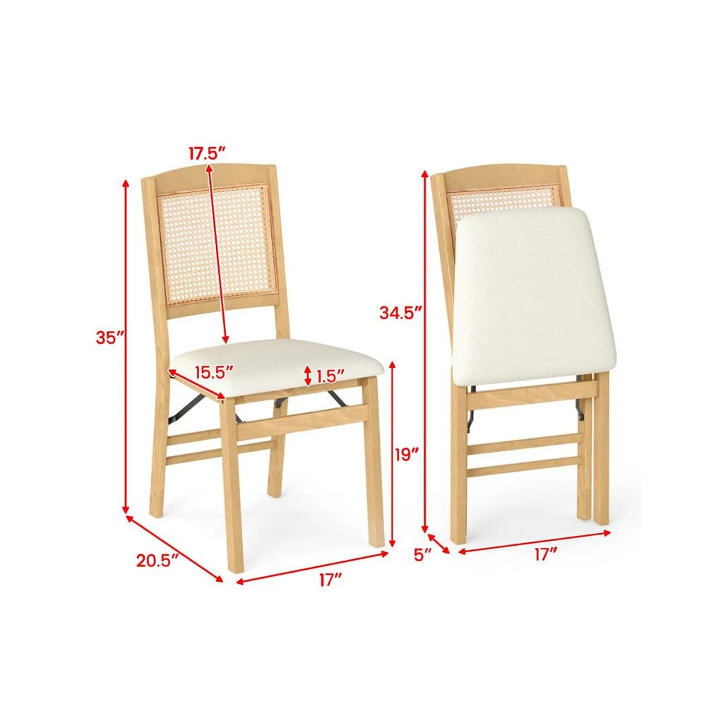 Hivvago Set of 4 Compact Foldable Dining Chairs with Linen Upholstery and Wooden Frame 3