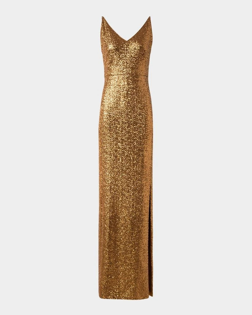 V-Neck Stretch Paillette Jersey Slit Gown  On Sale Now with Up to 71% Off  | Discover Exclusive Deals & Savings at BeyondStyle  Authentic Akris  dresses|women|gowns|women's clothing|Women with Limited-Time Discounts, Free