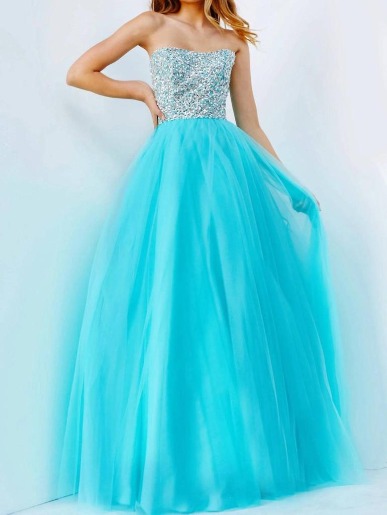 Jovani Jovani - Strapless Adorned Tulle Ballgown