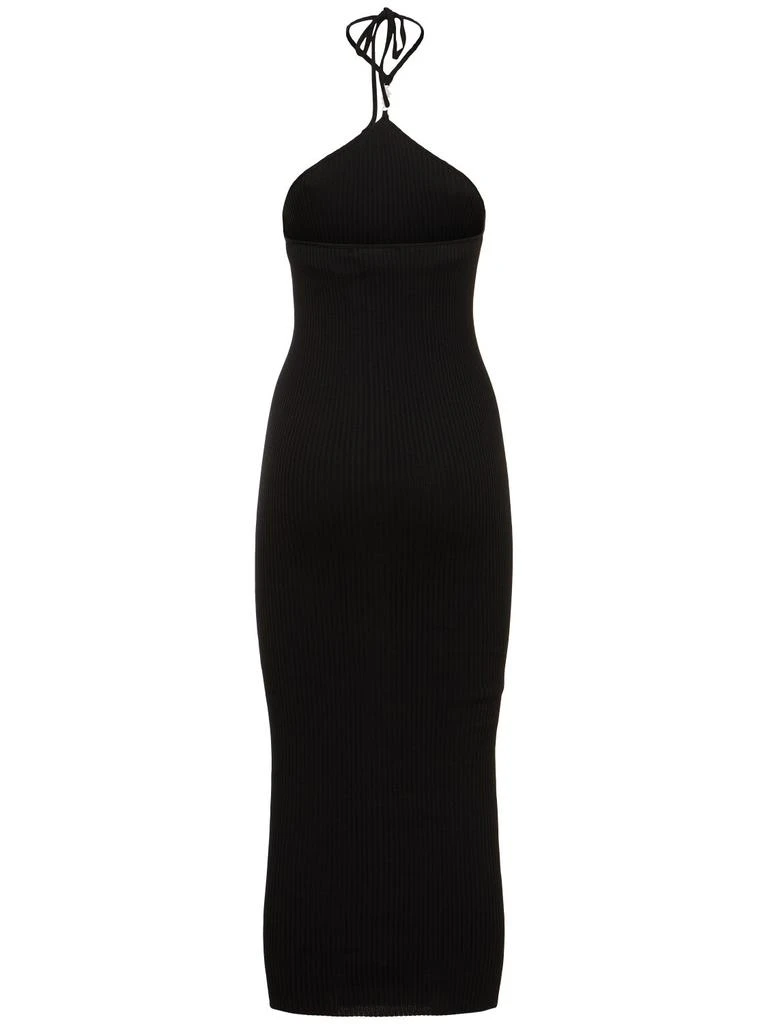AMIRI Cotton Blend Knit Halter Neck Midi Dress 4