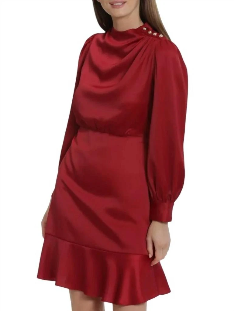 Maggy London Ruffled Above Knee Shift Dress In Merlot 4