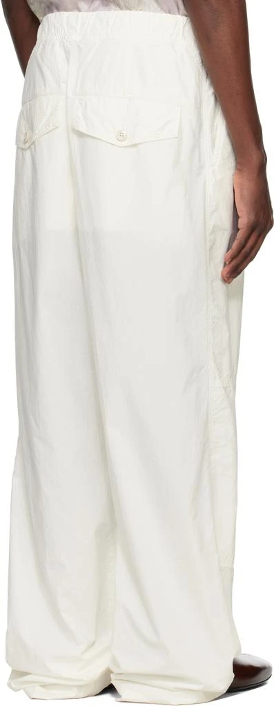 Dries Van Noten White Cotton Drawstring Cargo Pants 3