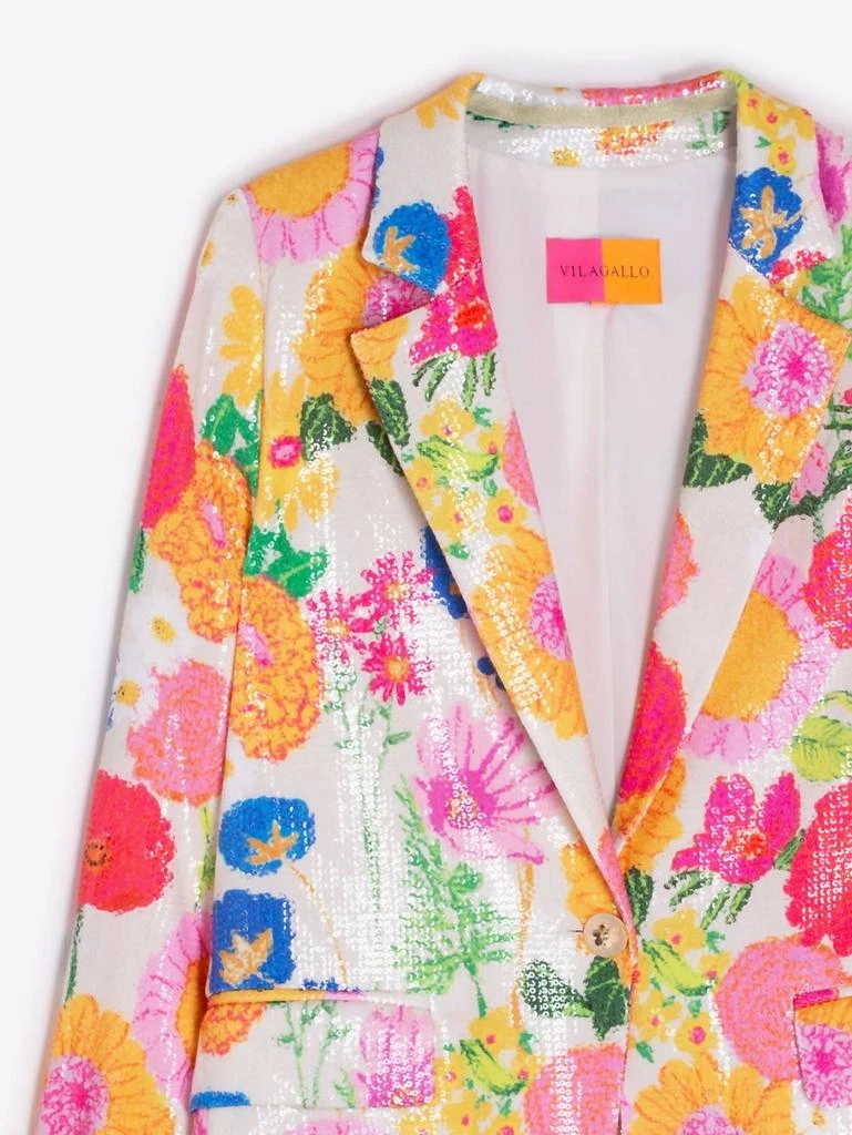 VILAGALLO Sequin Floral Blazer In Yellow Multi 4