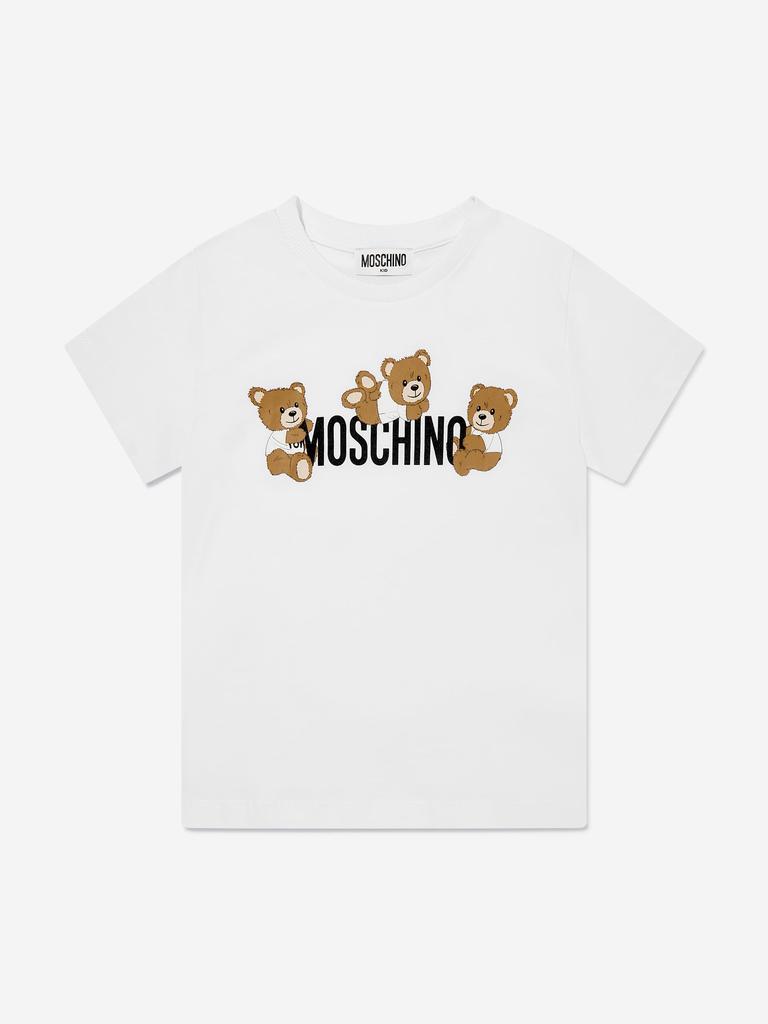 Moschino Kids Teddy Bear Logo T-Shirt in White