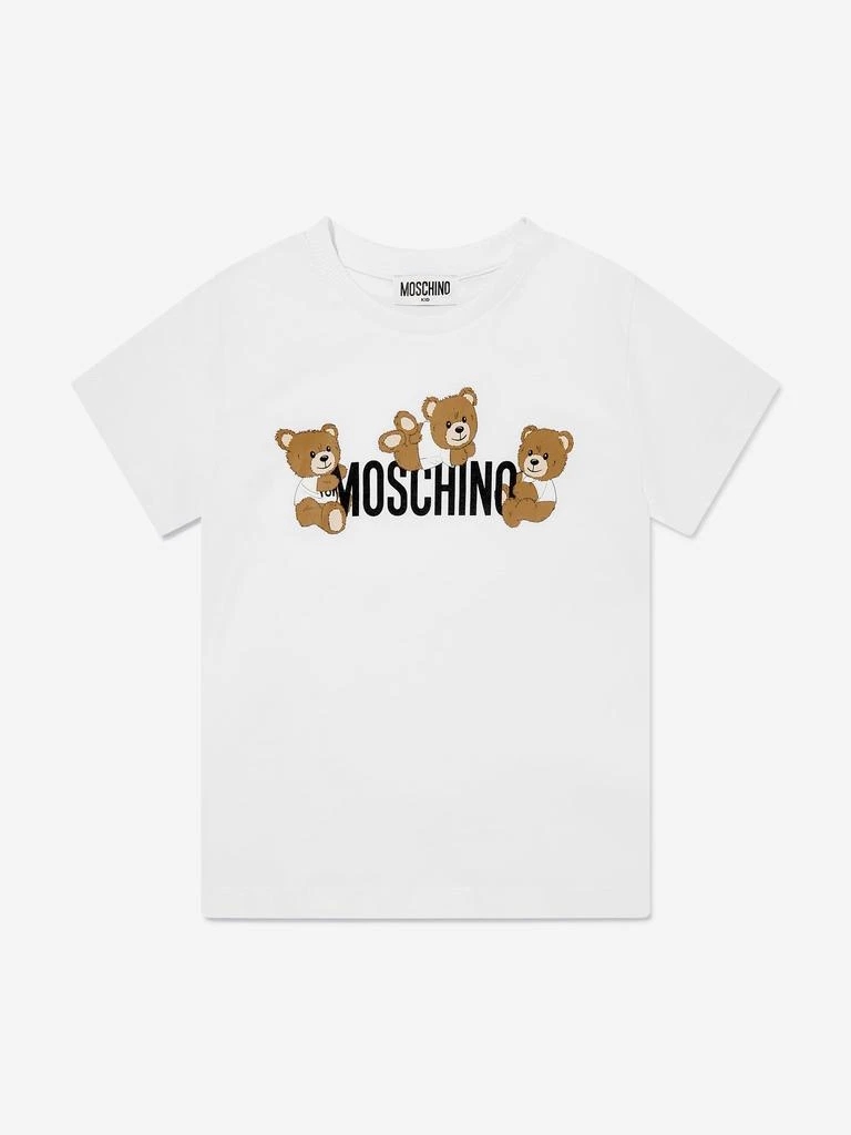Moschino Kids Teddy Bear Logo T-Shirt in White 1