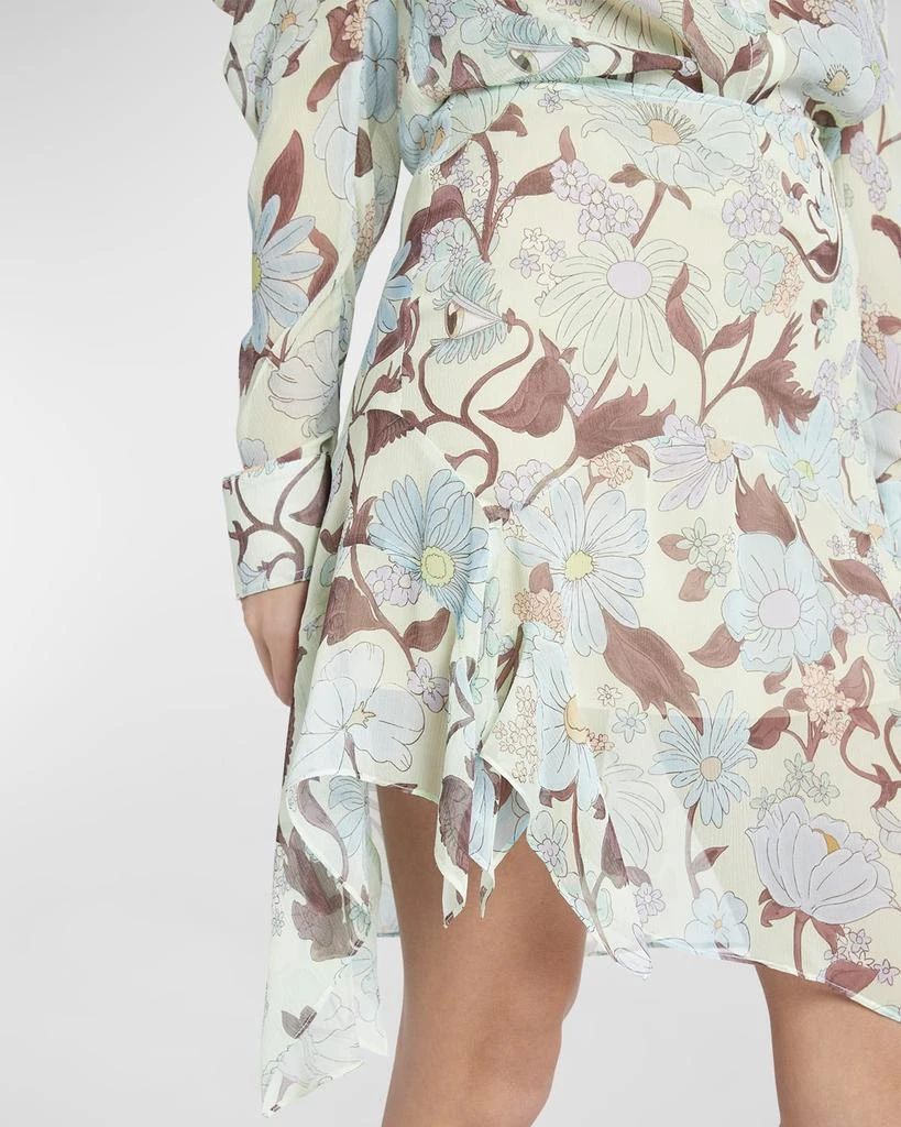 Stella McCartney Garden-Print Asymmetric Chiffon Mini Skirt 3