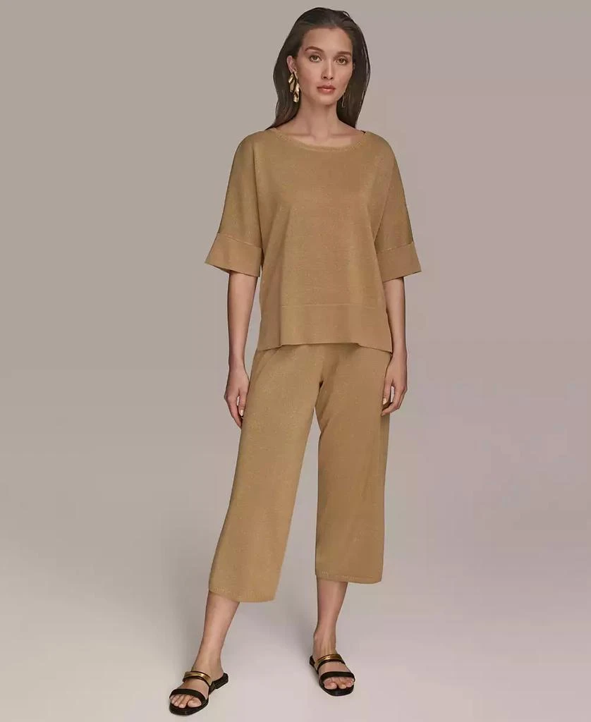 Donna Karan Women's Elbow-Sleeve Metallic Sweater 5