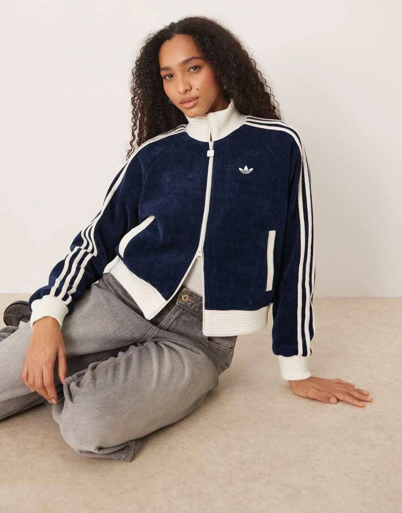 Adidas adidas Originals velour track top in navy 1