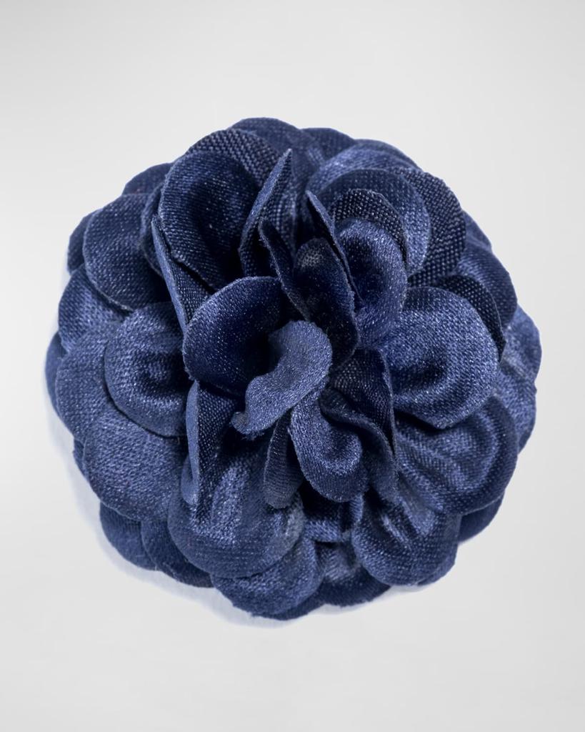 Hook + Albert Satin Dahlia Lapel Flower, Navy