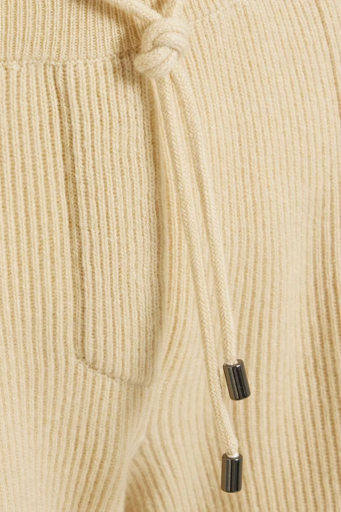 Brunello Cucinelli Bead-embellished ribbed cashmere track pants 4