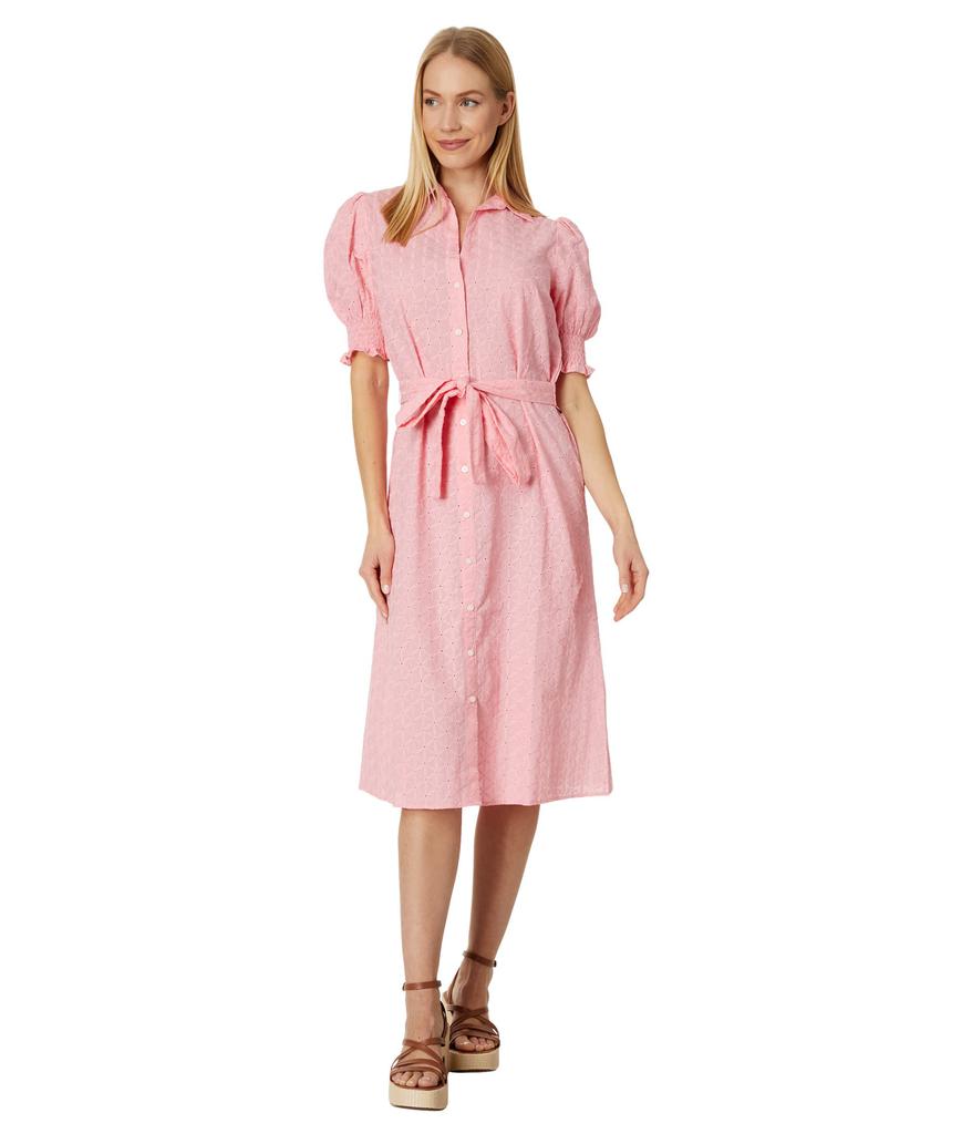 Tommy Hilfiger Puff Sleeve Eyelet Midi Dress