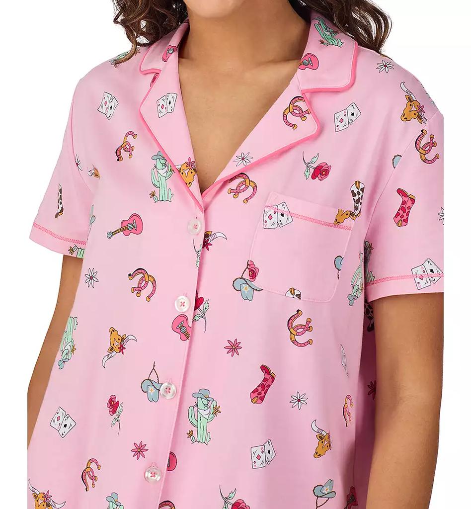 Cuddl Duds Women's Printed Short-Sleeve Boxer Pajama Set