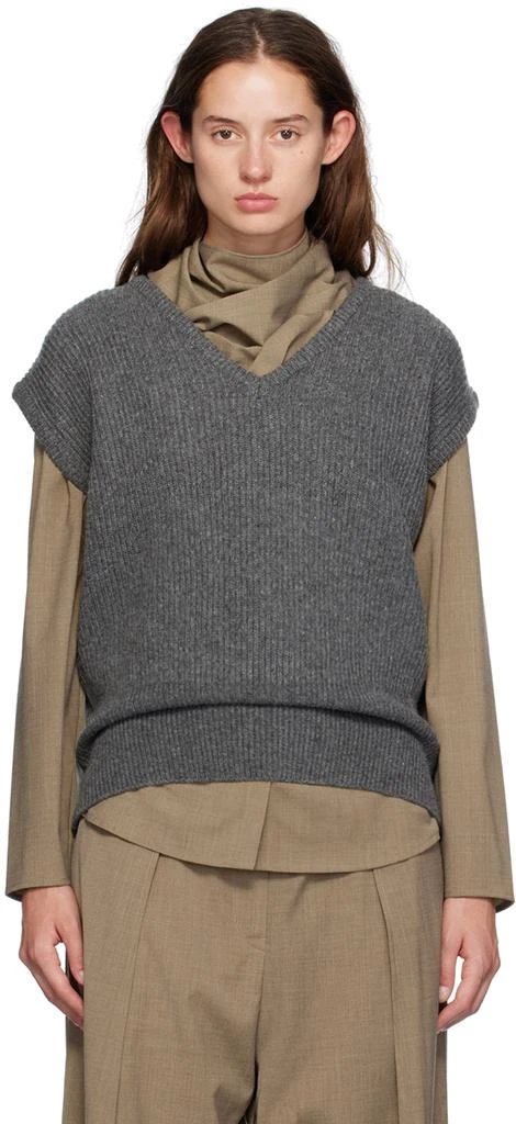LE17SEPTEMBRE Gray V-Neck Vest 1