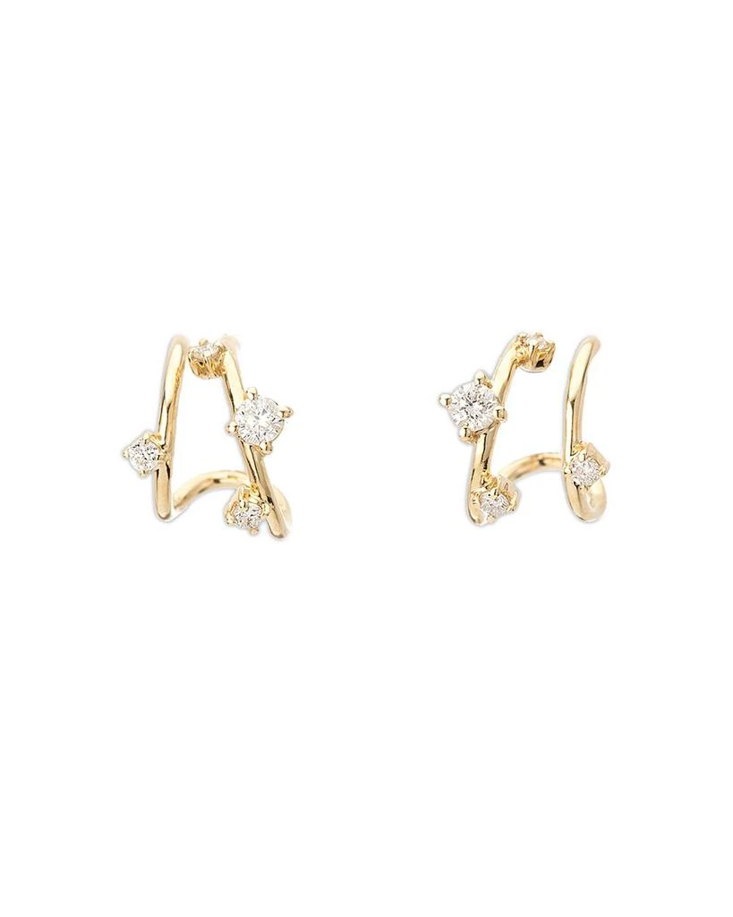 Adina Reyter 14K Yellow Gold Diamond Double J Hoop Earrings 2