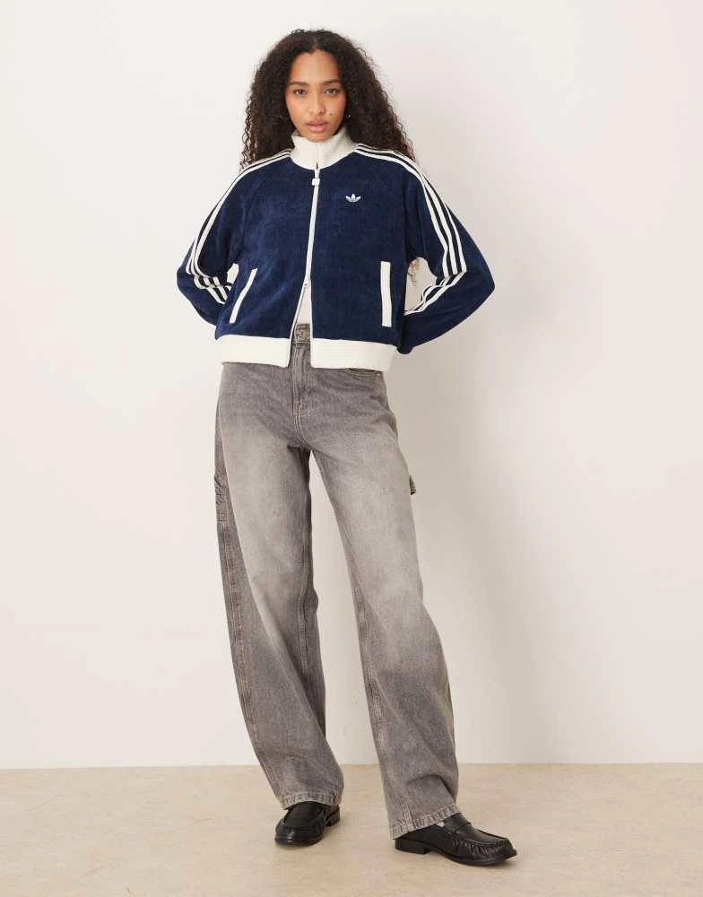 Adidas adidas Originals velour track top in navy 3