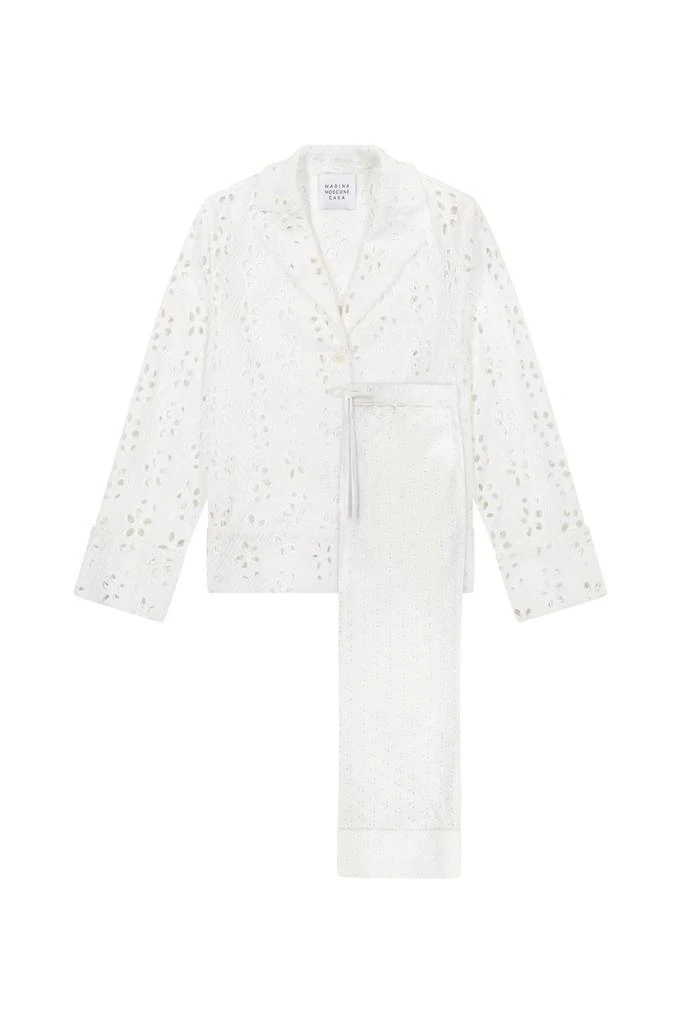 Marina Moscone Women
s Cotton Eyelet Pajama Set In White