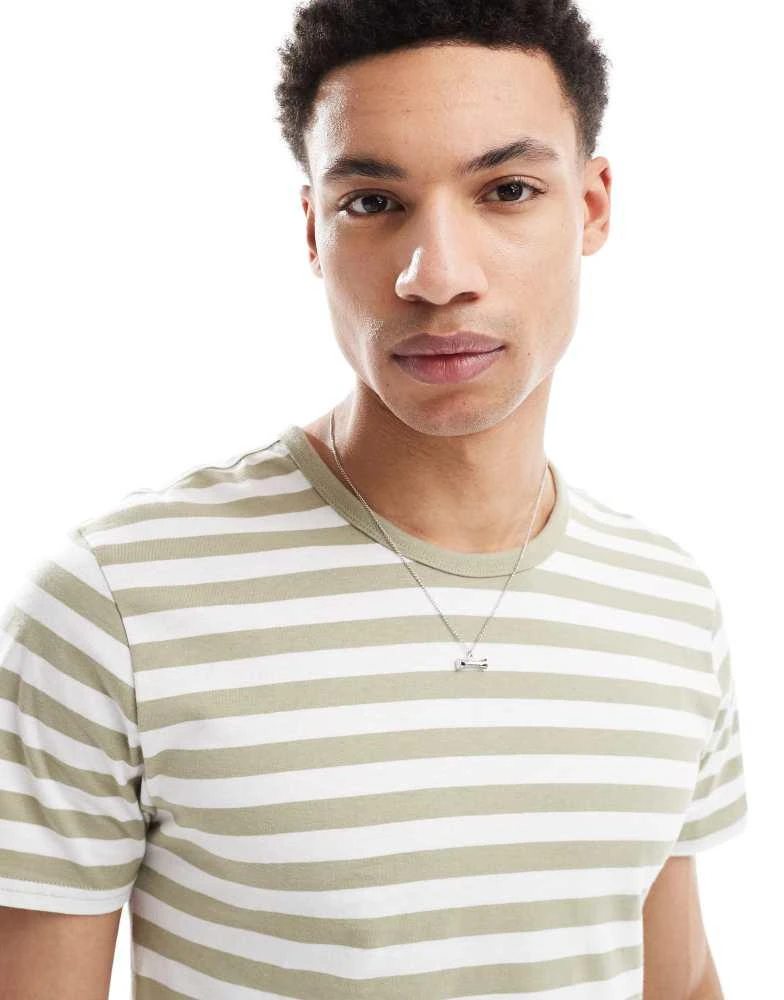 Cotton:On Cotton On contrast ringer t-shirt in green stripe 4