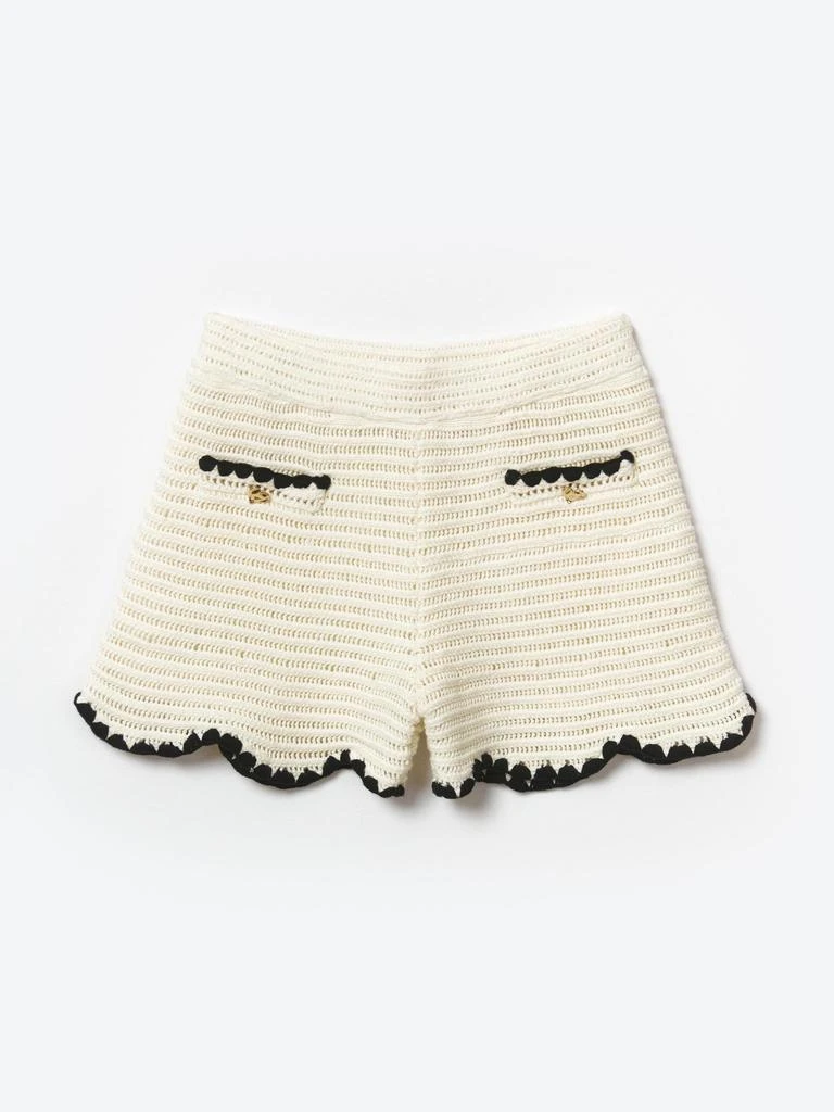 Self Portrait Self Portrait Girls Crochet Mini Shorts in Ivory 1