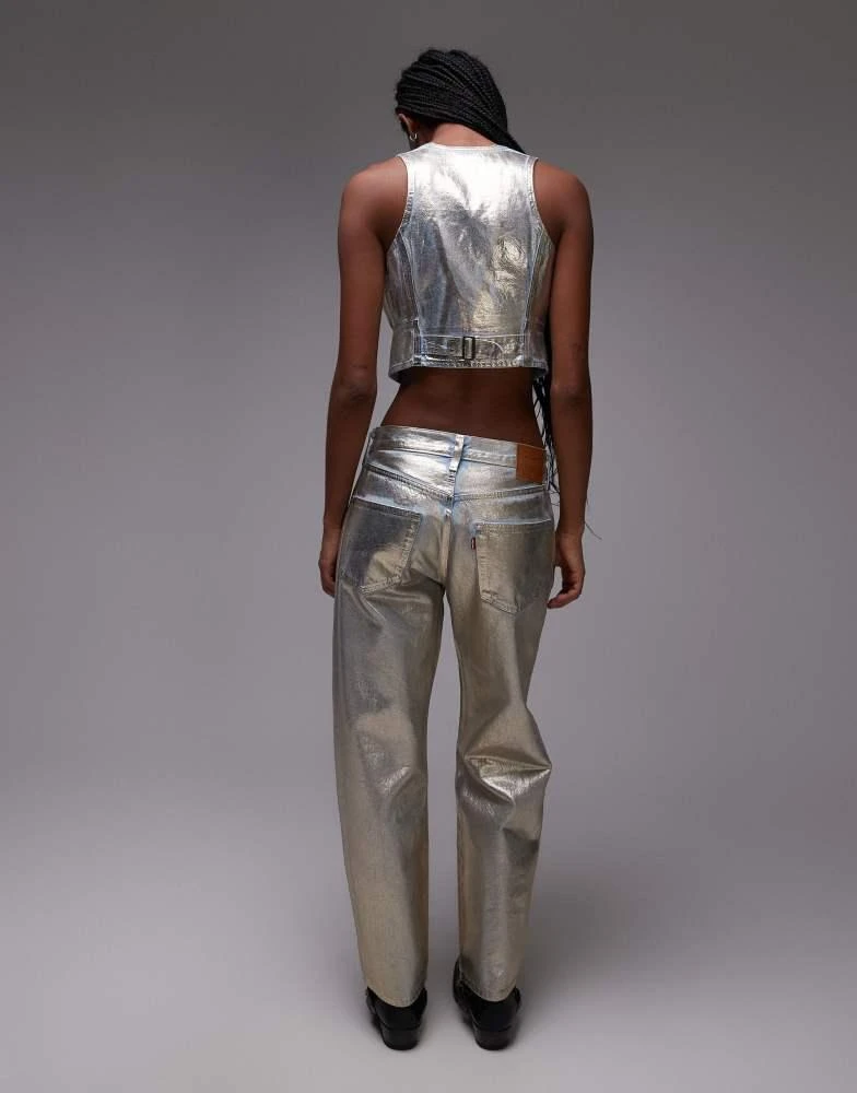 Levi's Levi's 501 90s ankle length metallic jeans in gold CO-ORD 2