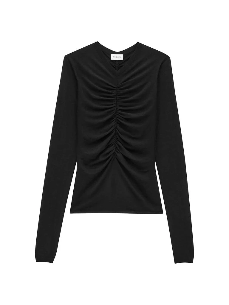 Yves Saint Laurent Ruched Sweater in Cashmere, Wool, and Silk 1